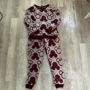 Disney 2-Piece Mickey Mouse Maroon Fleece Pajamas